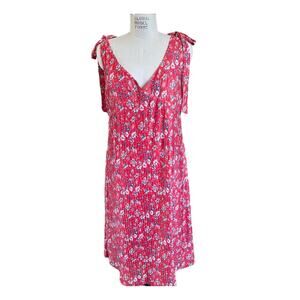 No. 6 Store Siene A-Line Tie Dress in Red Wisteria Floral Print Size Large